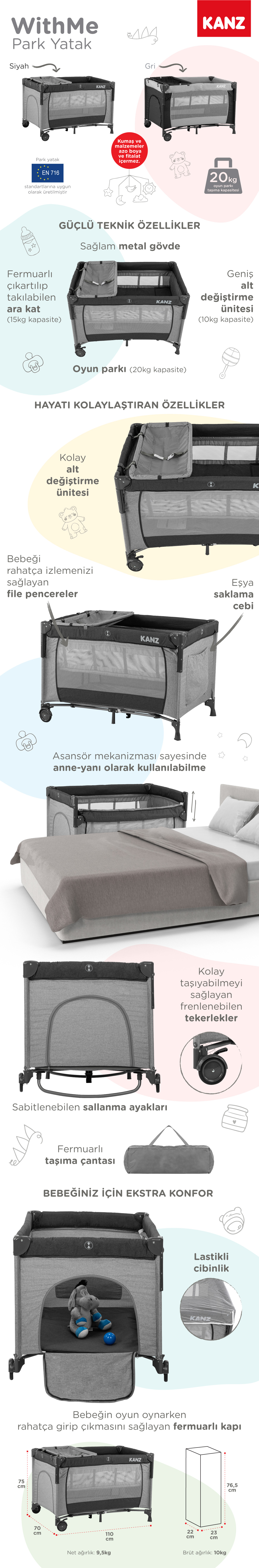 Kanz Withme Park Yatak 70x110 cm
