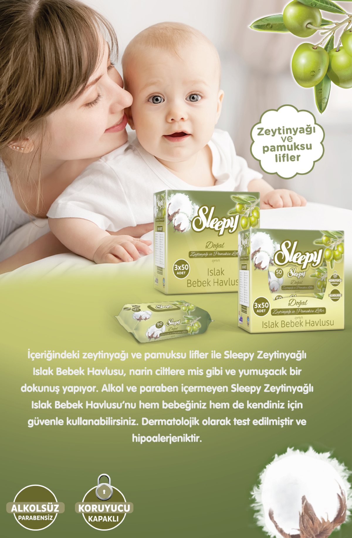 Sleepy Zeytinyağı Islak Mendil 25li | Satın Al